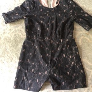 BCBGMaxAzria Haile Black/Tan Lace Romper